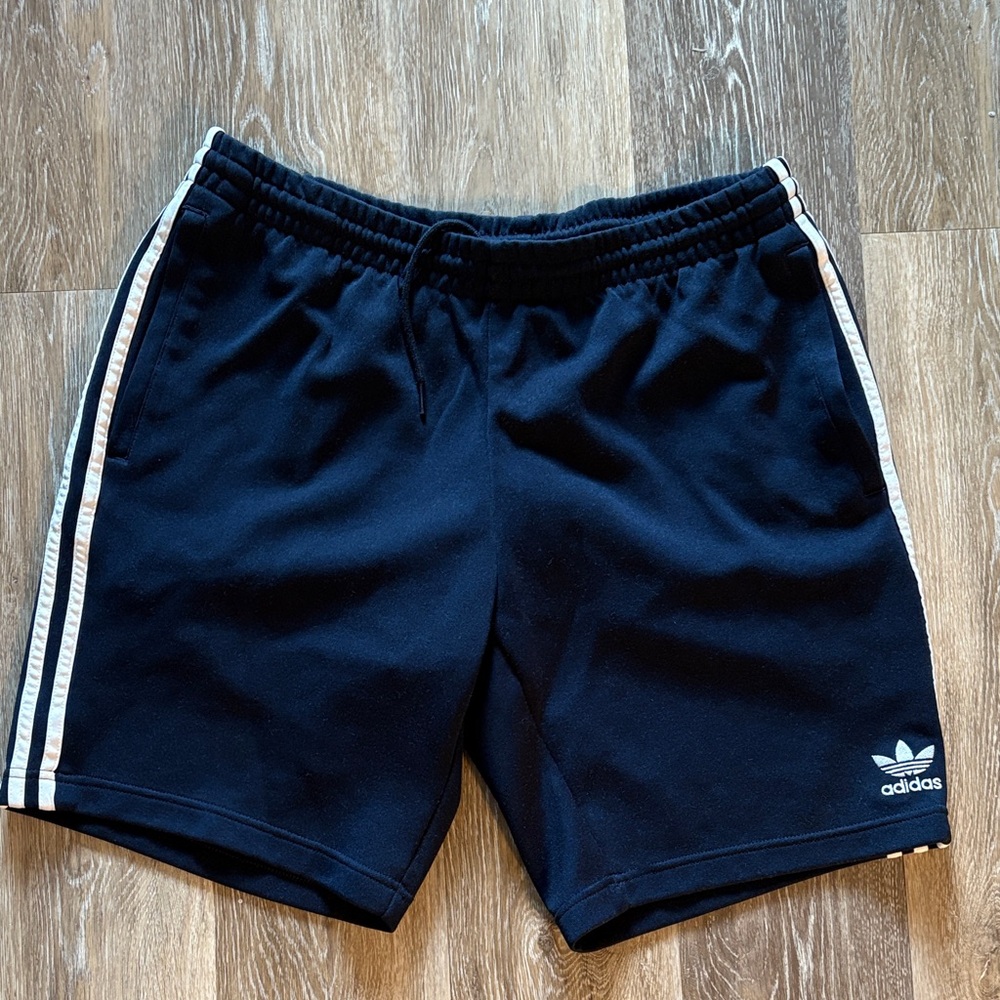 Adidas Men's Black Athletic Shorts with White Stripes